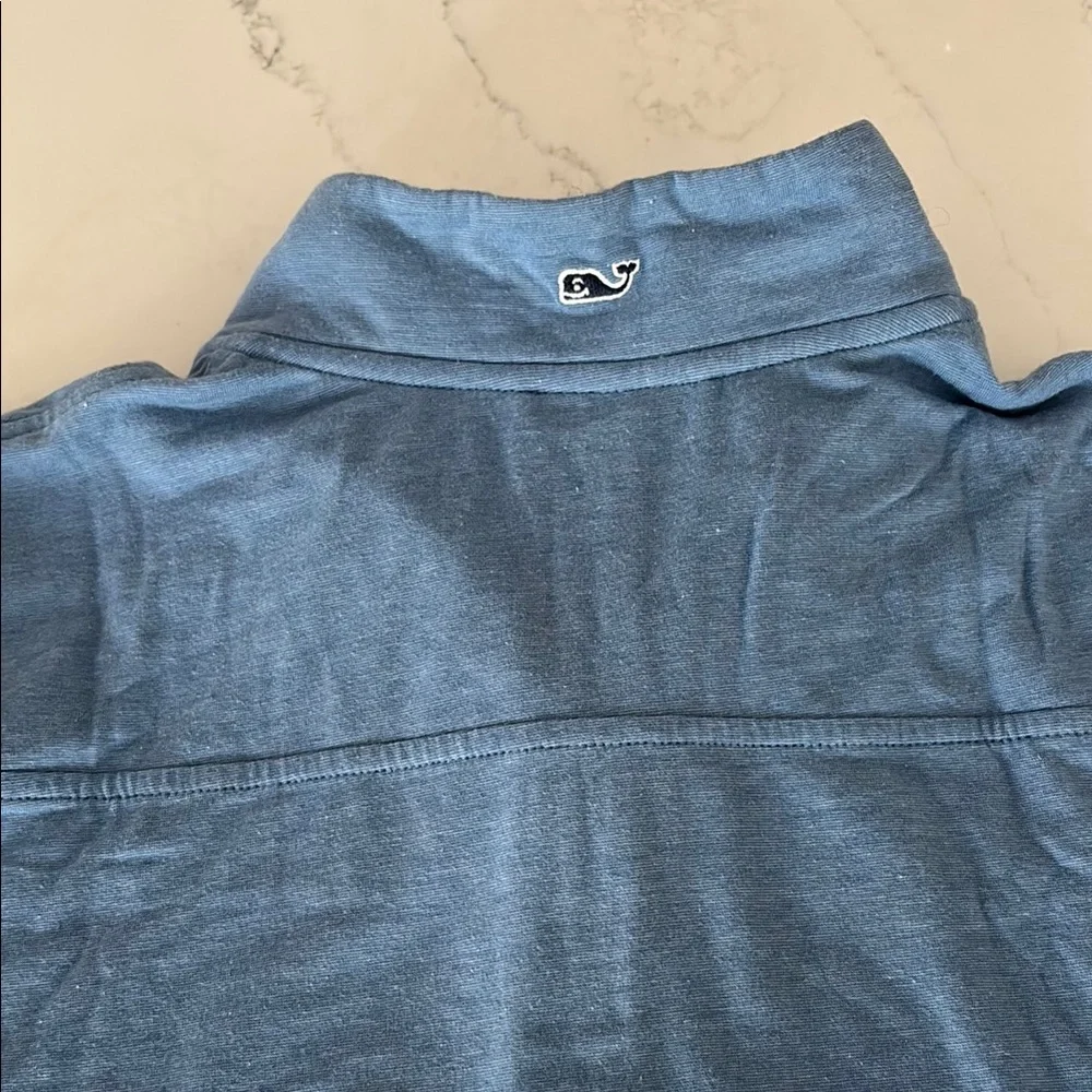 Vineyard Vines Light Blue Zip Up Sweater with Standing Collar